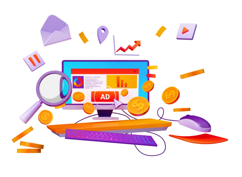 3d illustration of ppc management services icon